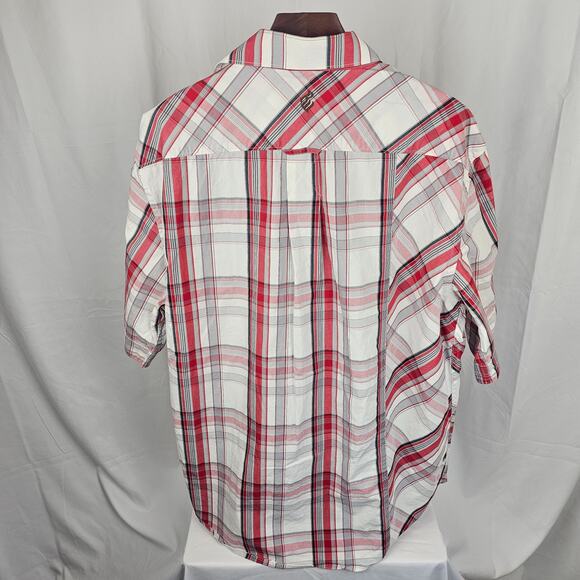 Vintage Rocawear Plaid Button Shirt XL Y2K Red White Black Short Sleeve - Picture 6 of 7